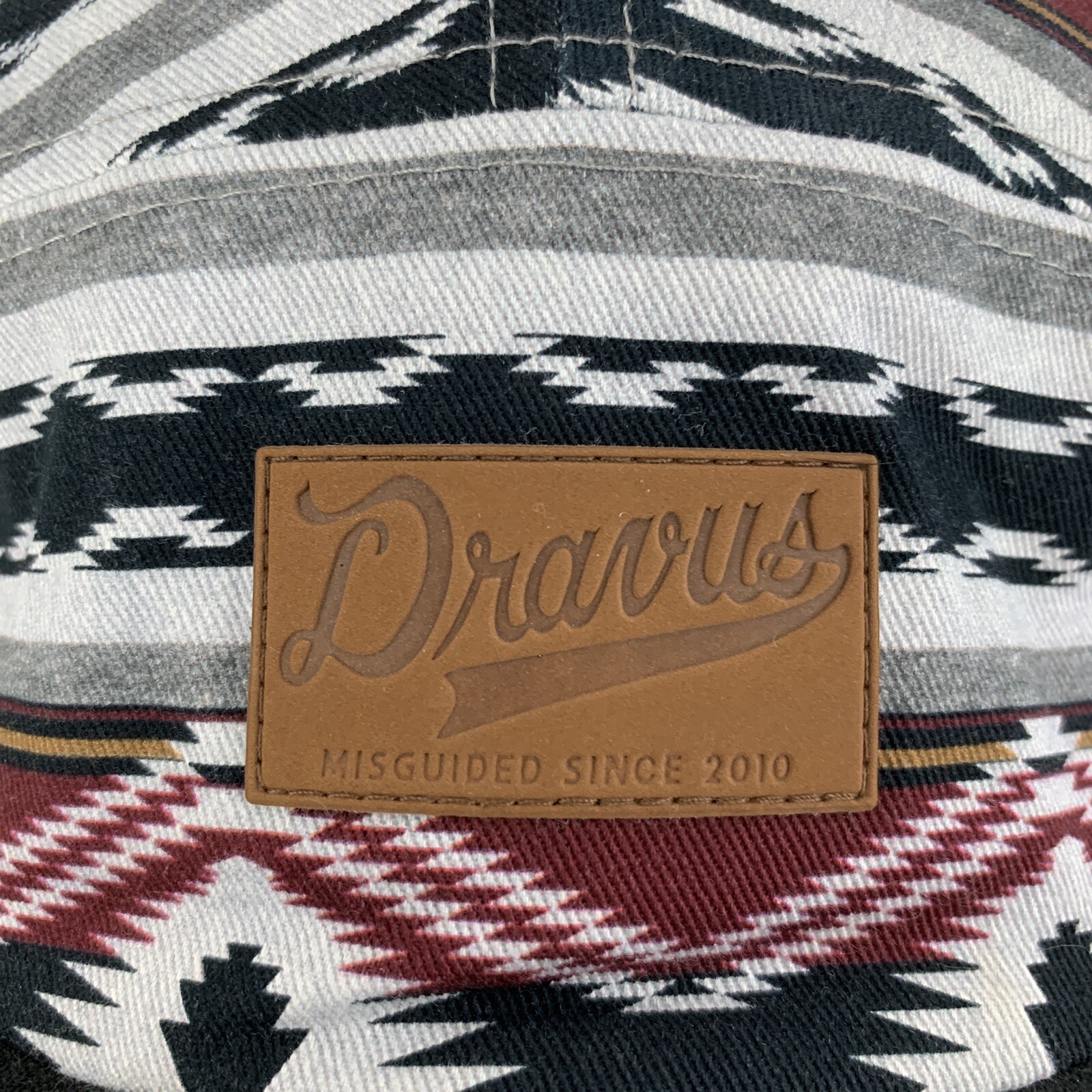 Dravus Patch Hat Aztec Blanket Pattern Script Log… - image 2