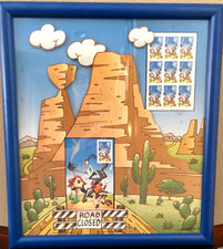 American Stamp Collectibles Looney Tunes Framed Stamps Road Runner Wile E Coyote