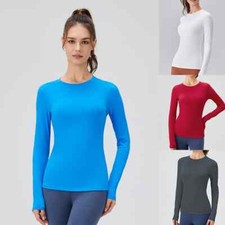 Long Sleeve Yoga Shirts Fitness Sport Top Elastic Breathable Gym Running Top