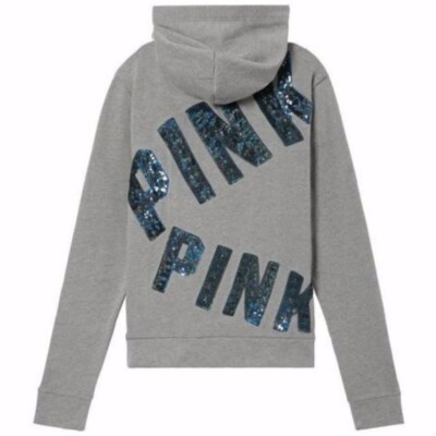 Victoria Secret love Pink Bling Sequin Hoodie Zip Up Jacket