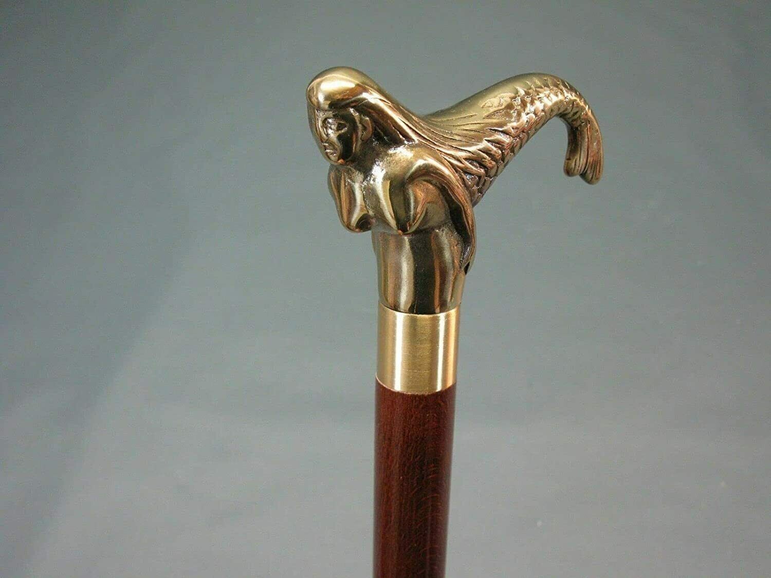 Vintage Solid Brass Head Cane Handle Walking Stic… - image 7