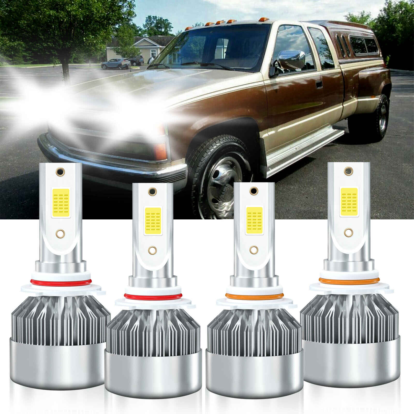 For Chevrolet C2500 1990-2000 Combo 9005 9006 LED Headlight Bulbs High Low Beam
