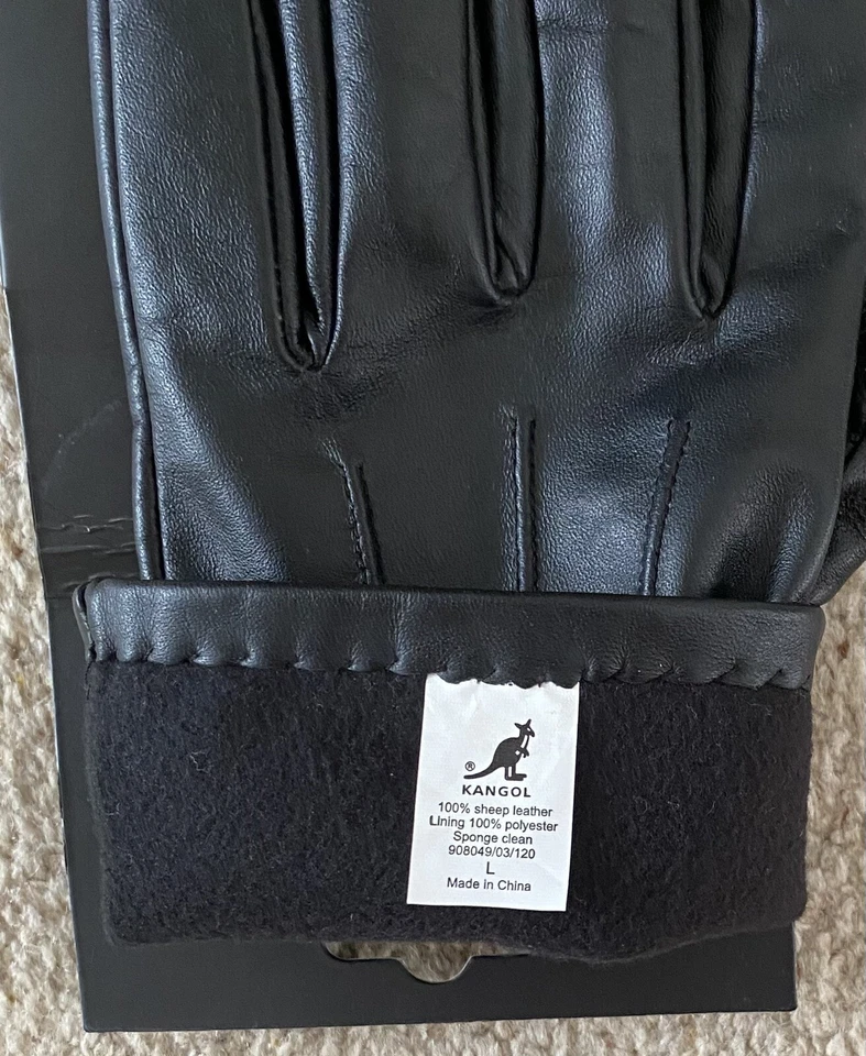 Подлинные мужские официальные перчатки Kangol из натуральной кожи черные мягкие большие - Изображение 3 из 3