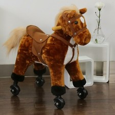 Walking Horse Ride On Pony Toy W/ Wheels Plush Rocking Horse for 3-12 Years
