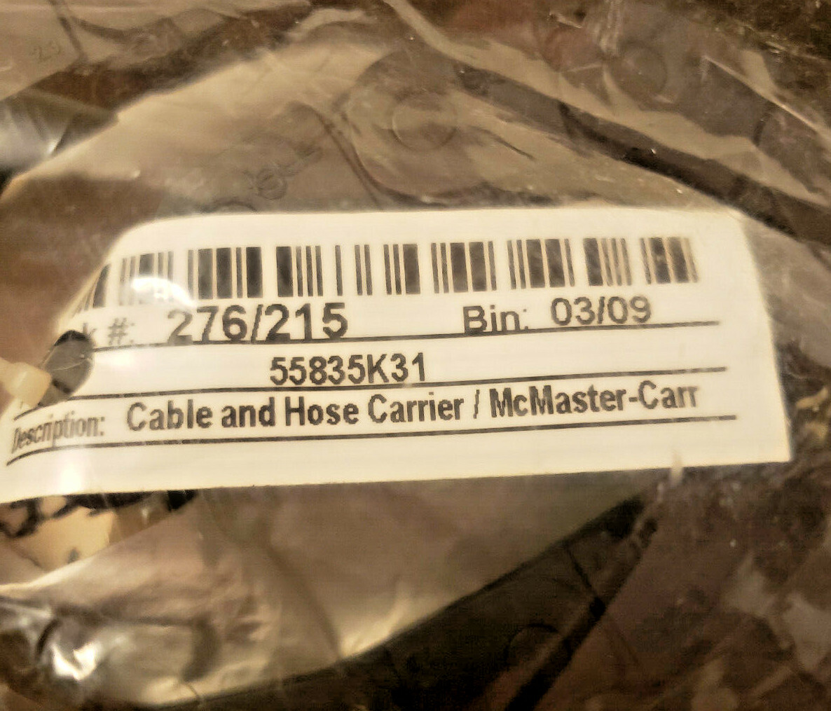 NOS McMasterCarr 6' Cable and Hose Carrier 55835K31 0.41" H X 0.24" W