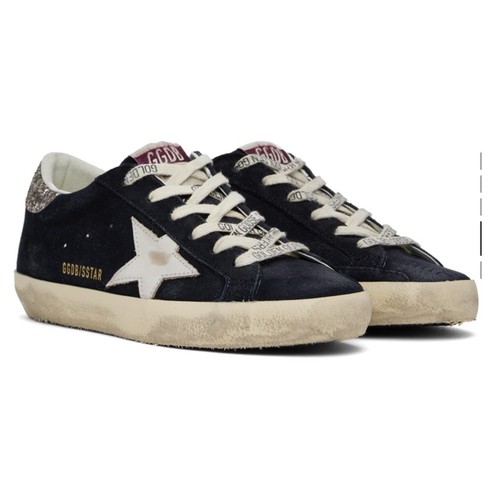 Golden Goose Superstar sneaker Navy Suede, White, Silver Glitter NIB EU 38 US 8 - Picture 4 of 6
