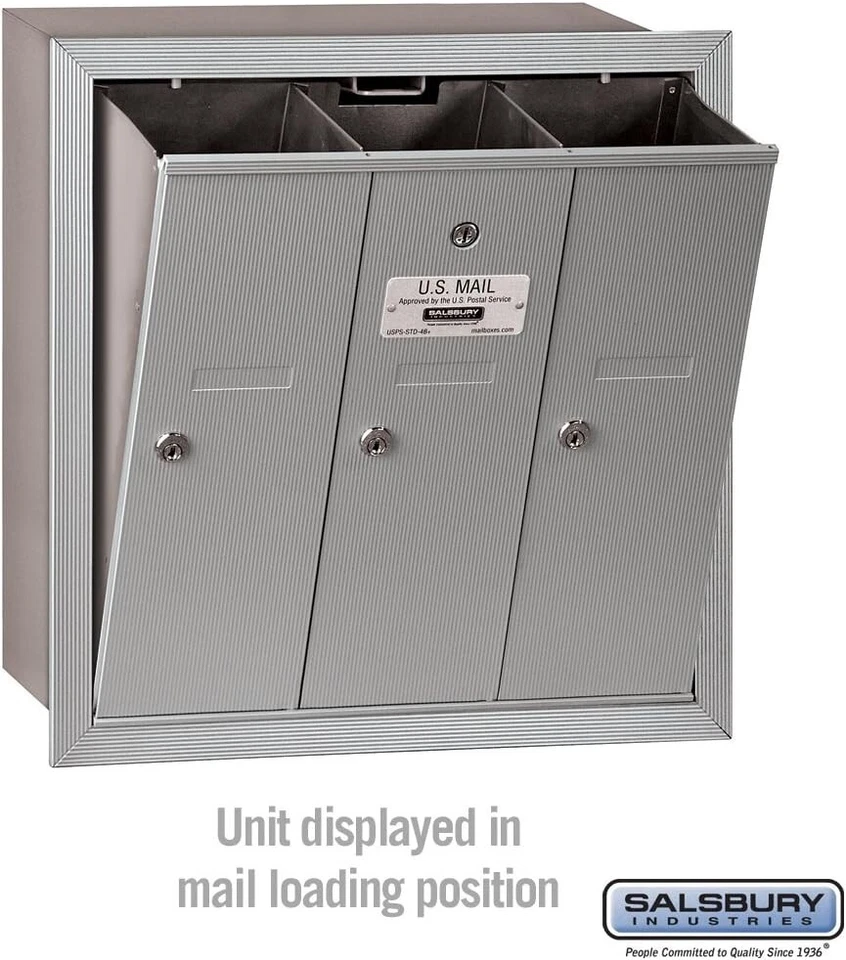Salsbury Industries Recessed Mounted Vertical Mailbox with 3 Doors and USPS Acce - Image 2 of 4