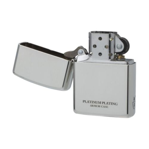Zippo Armatura Custodia Titanio Platino Placcato Argento Logo Lato Accendino a Olio Nuovo - Foto 13 di 15