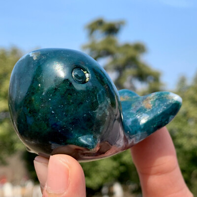 141G Natural Green Aventurine Quartz Hand Carved Whale Crystal