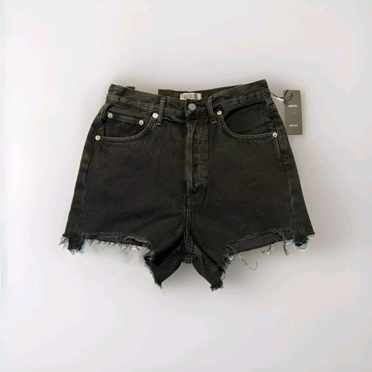 NWT Agolde Aritzia Dee Super High Rise Shorts In Tidal Size 26 Blk