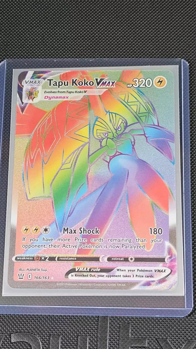 Pokemon Trading Card Game 166/163 Tapu Koko VMAX : Rare Rainbow Card :  SWSH-05 Battle Styles - Trading Card Games from Hills Cards UK