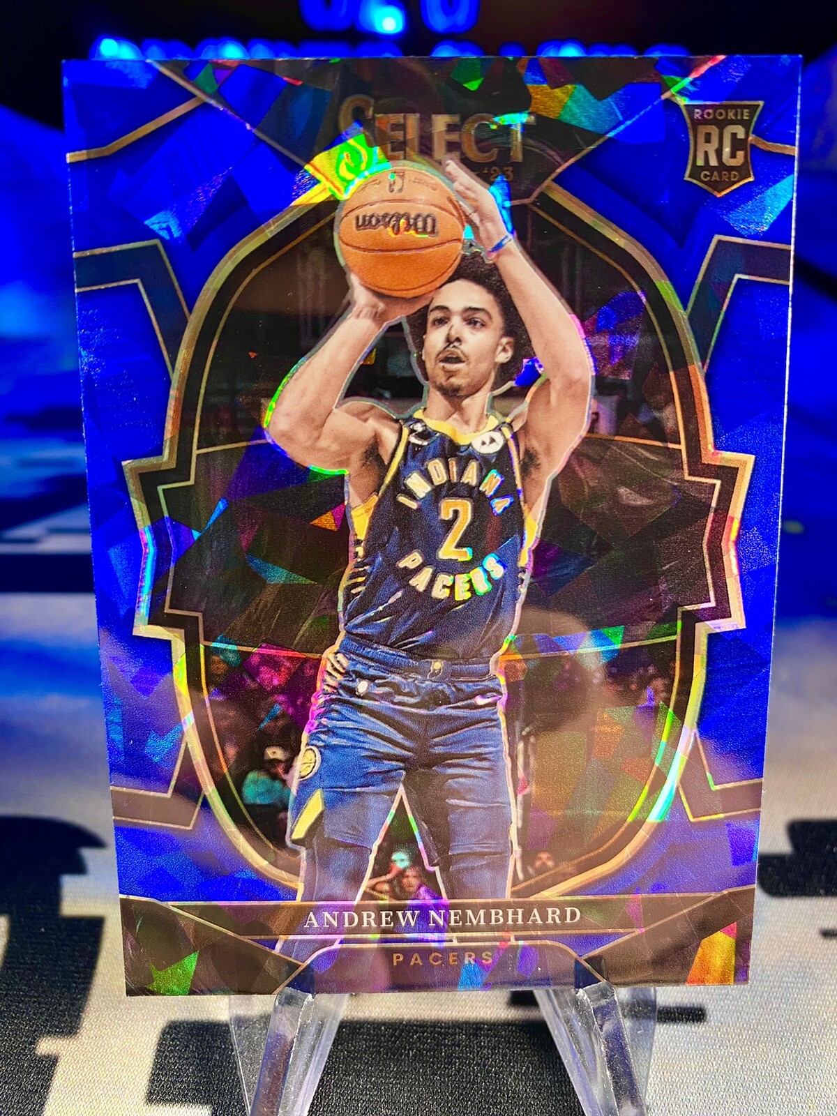 2022-23 Andrew Nembhard Panini Select Concourse Blue Ice Prizm Rookie Card #77