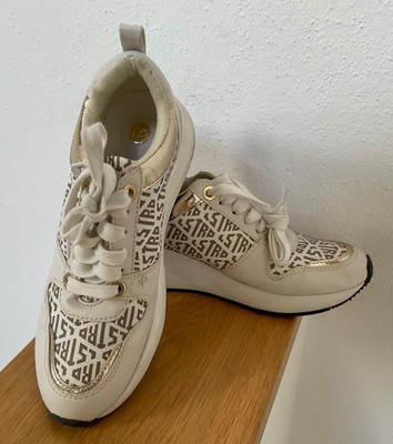 NEU ++ LA STRADA Sneaker Gr. 37 Turn-Schuh Halb-Schuh weiß hell gold Plateau