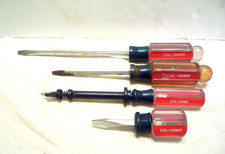 Vintage CAL-HAWK lot of 4 Screwdrivers, a stubby, a screw holder, a 7.5" & 9.5"
