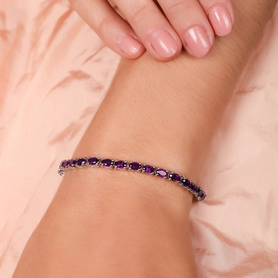 Natural Purple Amethyst Tennis Bracelet in Sterling Silver February Birthstone - Image 3 of 4