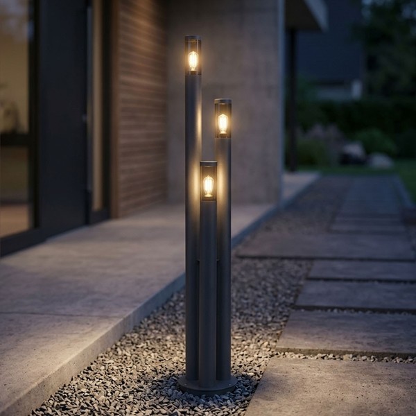 Stehleuchte AußEnlampe Standleuchte SäUle Gartenlampe Edelstahl Rauch Led 170 Cm-image