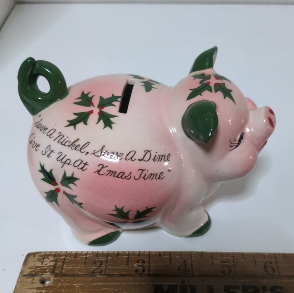 Kreiss Christmas Piggy Bank Poems Live It Up At Christmas Time About 6" Long