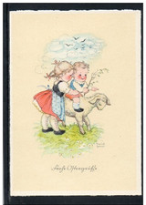 (3) ARTIST AK Sign.  STAUDT-ZOERA -- EASTER - CHILDREN - LAMB, SHEEP