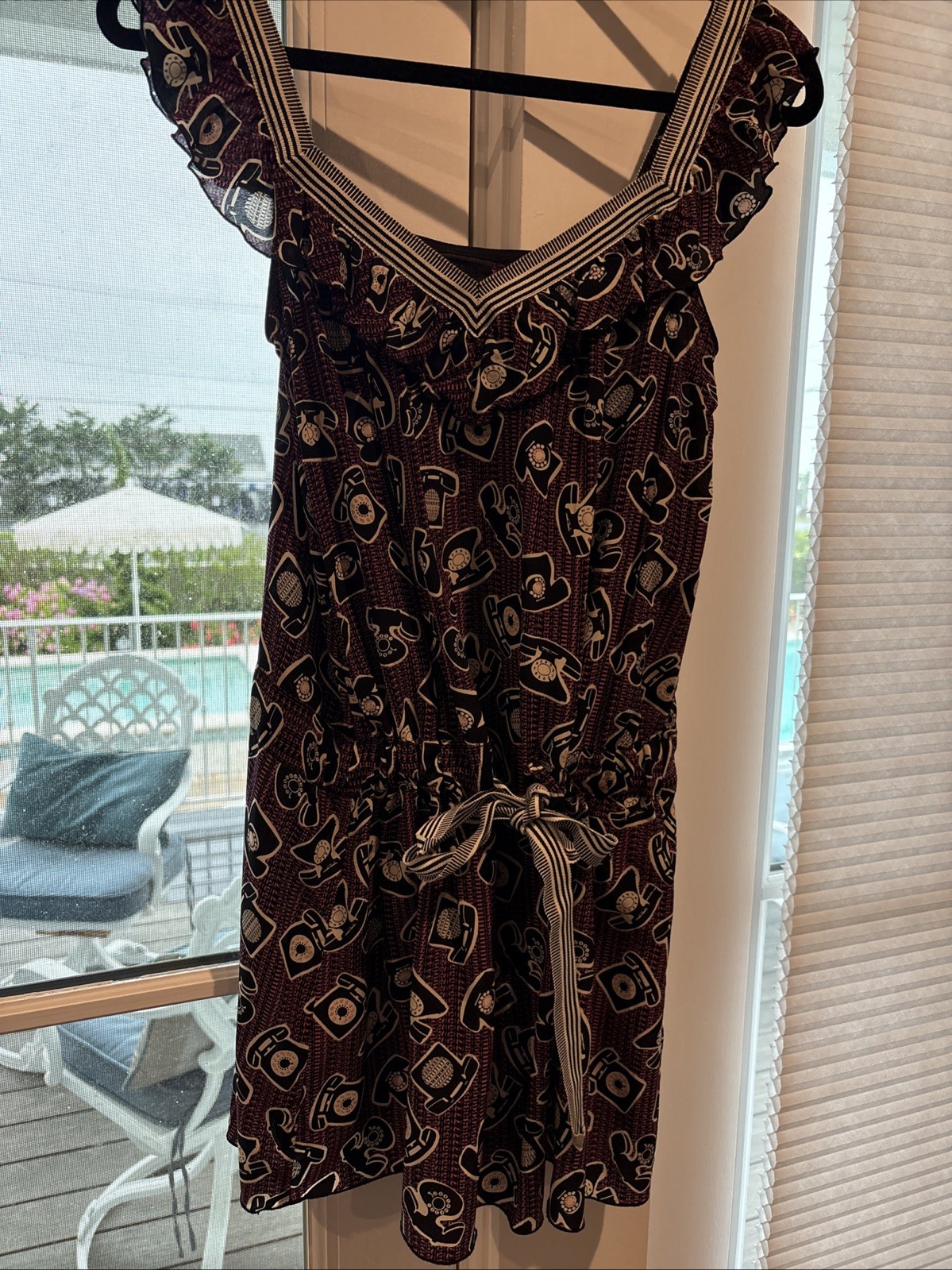 Anna Sui V-Neck Dress Telephone print Size 2