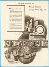 1921 Fairbanks Dial Scale Quick Weights Vintage Magazine Print Ad