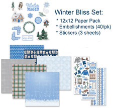 Creative Memories 3pk SET: "Winter Bliss" 12x12 Paper, Stickers, Embellishments