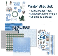 Creative Memories 3pk SET: "Winter Bliss" 12x12 Paper, Stickers, Embellishments