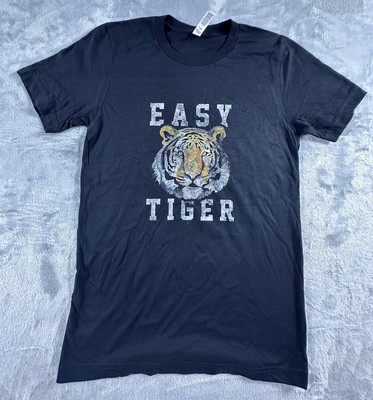 Mens  Easy Tiger  Black T-Shirt Size Small Slim Tiger Graphic Print New