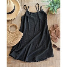 SHEIN Womens Small Black Eyelet Sundress Sleeveless Strappy Mini Dress
