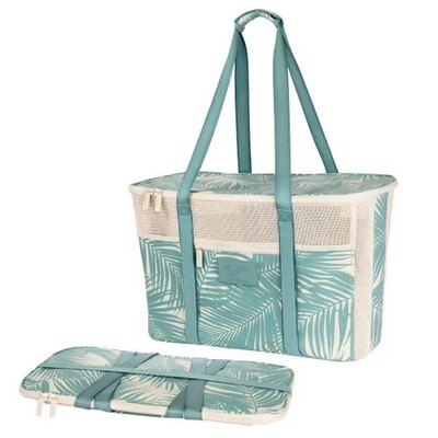 Aloha Collection CleverMade Collapsible Beach Tote Bag Fold Mesh Travel Teal
