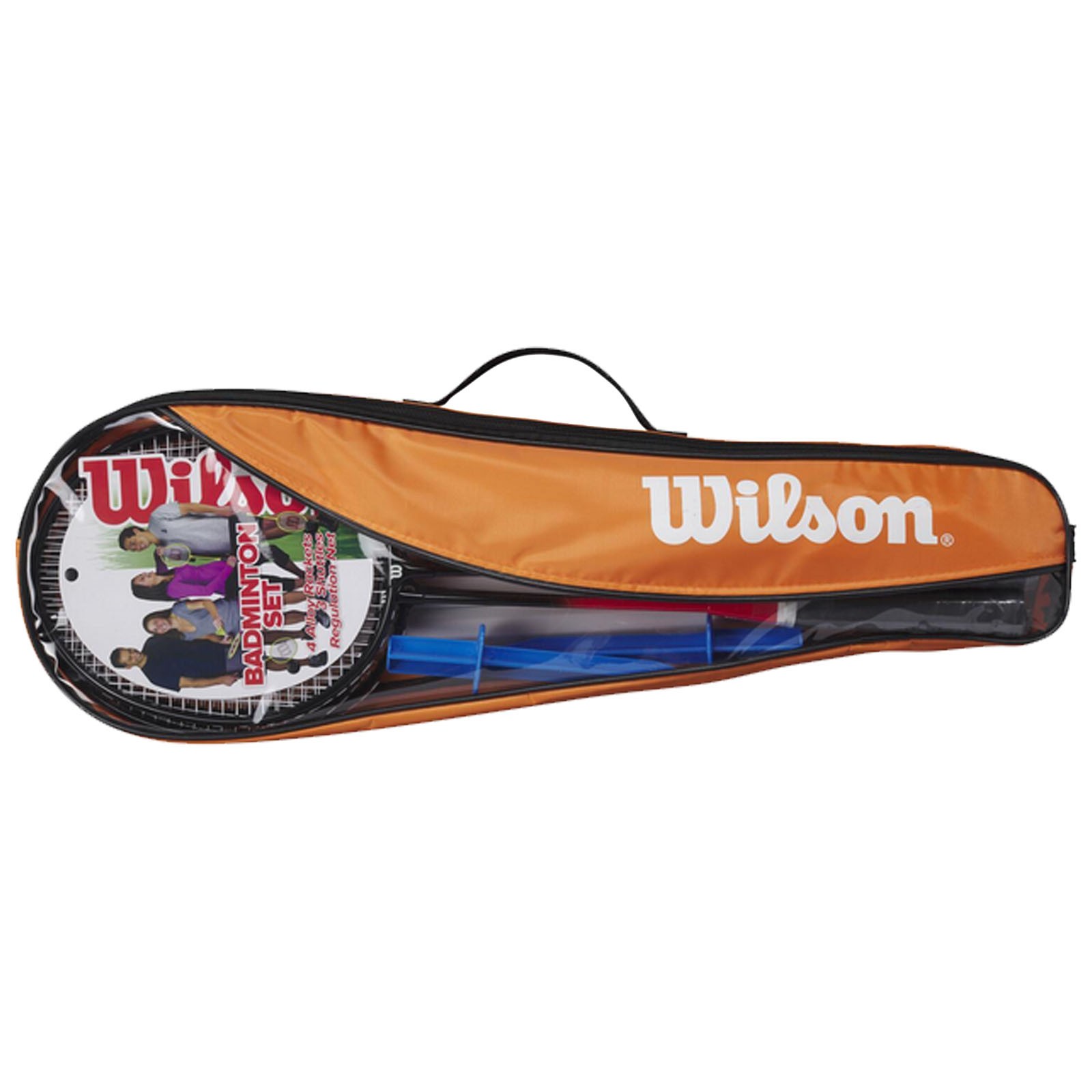 Wilson V2 Badminton Sets 4 Player Rackets Shuttlecocks Nets Poles Carry Case