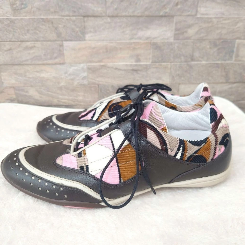 Raras Tenis EMIRIO PUCCI Multicolor Talla 35 (US 5) Rosa Marrón Cuero Zapatos Foto 4 de 4