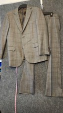 Jos. A. Bank Suit Mens 42 36 Waist Gray Wool Plaid 2 Piece Jacket Pants Formal