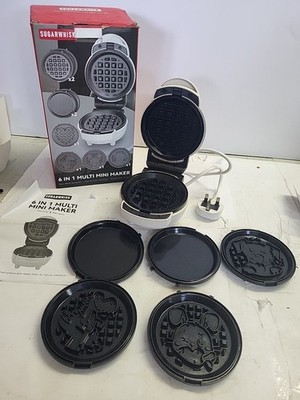 SugarWhisk 6 in 1 Mini Waffeleisen mit 7 abnehmbaren Platten, 4,5'' Keramik 