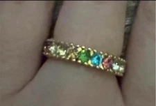 Taylor Swift Bejeweled Lover Album Pink Gold Ring Rainbow Gemstone Eternity