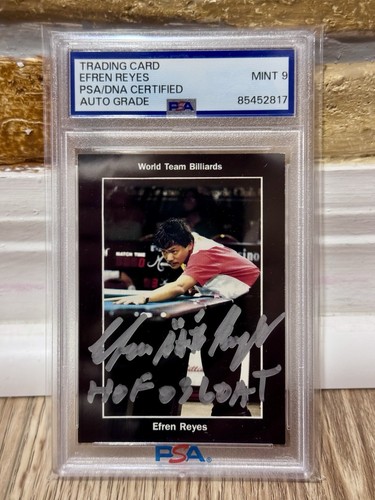 EFREN REYES AUTO SIGNED 1993 PRO BILLIARD TOUR RC CARD #108 "HOF 03 GOAT" PSA 9 - Bild 1 von 2