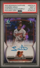 BOWMAN SAPPHIRE EDITION CHROME PROSPECTS AUTOS LEANDRO ARIAS 7/10 PSA 9 AUTO 10