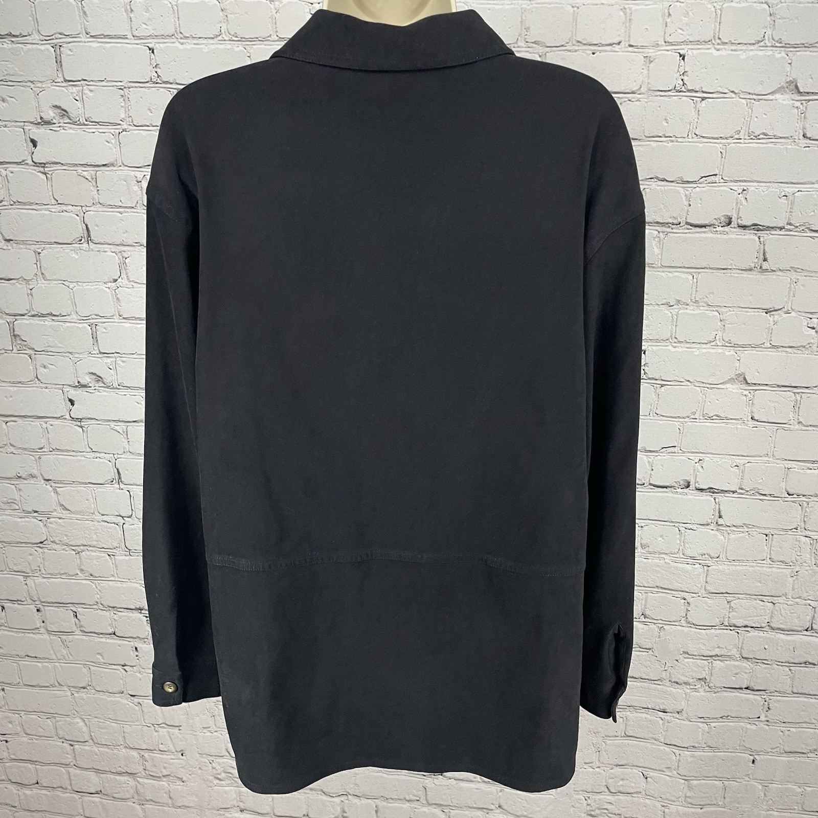 Talbots Black Buttoned Collared Lightweight Unlin… - image 2