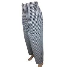 Vintage 70s 80s BLK/WHT Gingham Check High-Waist Pleated Tapered Mom Pants