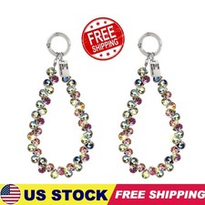 2 Colors Faceted Crystal Beaded Keychain Phone Wrist Strap Phone Sparkle Charms