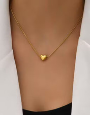 18K Gold Plated Heart Pendant Necklace for Women Waterproof  Anti Tarnish Chain