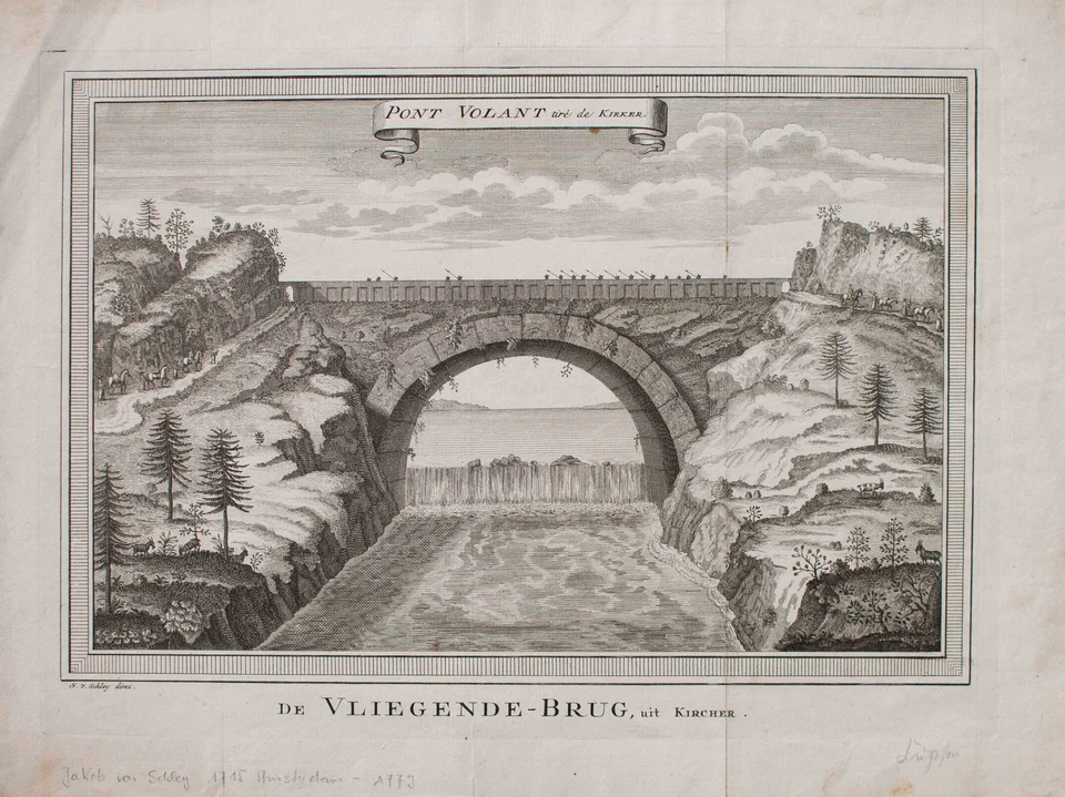 Jakob van der Schley Pont Volant Vliegende-Brug Buchillustration Kuferstich 1779 - Bild 4 von 4