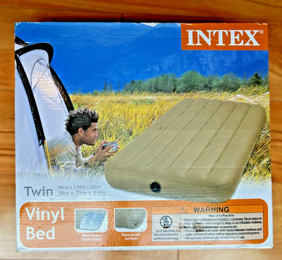 INTEX Twin Size Classic Downy Inflatable Air Bed Mattress (TAN))