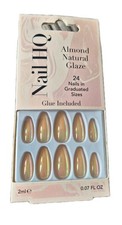 Nail HQ Almond Natural Glaze Nails 24 Nails in Graduated Sizes Brand New
