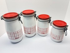 Wheaton Red Checkered Canister Farmhouse Milk Glass Excellent Condition