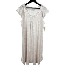 Miss Elaine Light Pink Printed Short-Sleeve Nightgown Size Medium Pink / Grey