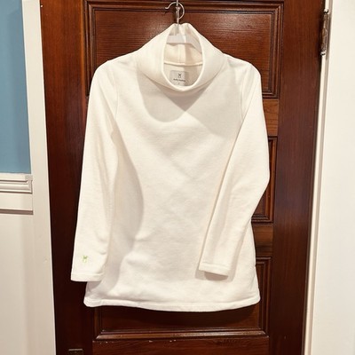 Dudley Stephens Turtleneck Vello Fleece Tunic Top Women's SMALL Cream