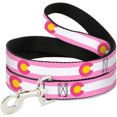 Dog Leash 6-FEET Colorado Flags5 Repeat Light Pink/White/Pink/Yellow (US IMPORT)