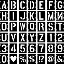 42 Piece Letter Stencils - 3.5 Inch, Reusable Alphabet  Number inches, B