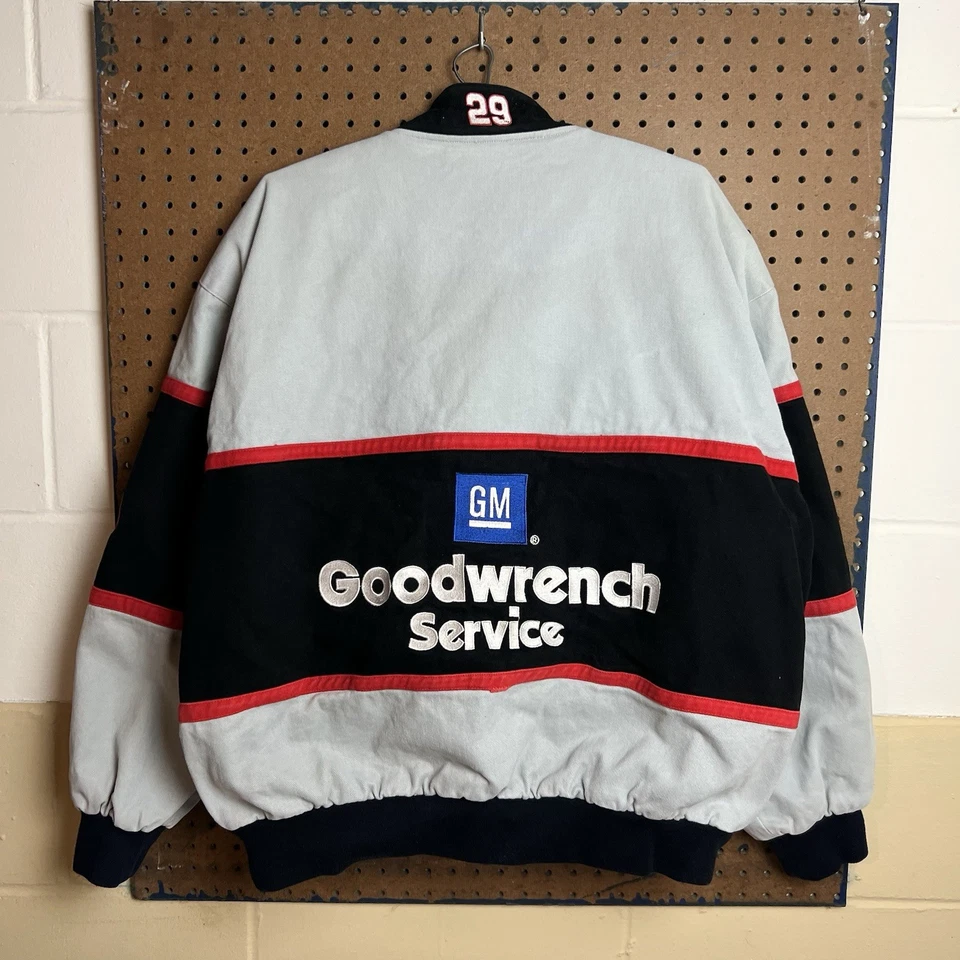 Chaqueta De Colección NASCAR Para Hombres 2XL Negra Gris Años 90 Y2K Racing Goodwrench Chase JH AOP Foto 2 de 4