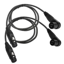 XLR Right Angle Male to Female Cable 90 Degree 3-Pin Adapter Zinc 3FT 2 PCS